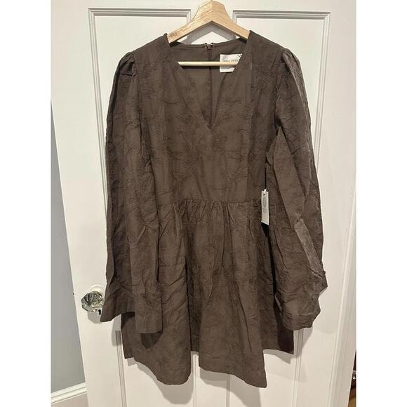 Tuckernuck Hyacinth House Brown Becca Bell Sleeved Mini Dress NWT Large L - Picture 3 of 4